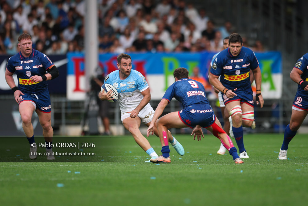 Joris Segonds, lors du match de Top 14 entre l'Aviron bayonnais et le Stade français Paris, le 3 octobre 2026 au stade Jean Dauger de Bayonne, France (Photo Pablo ORDAS)
