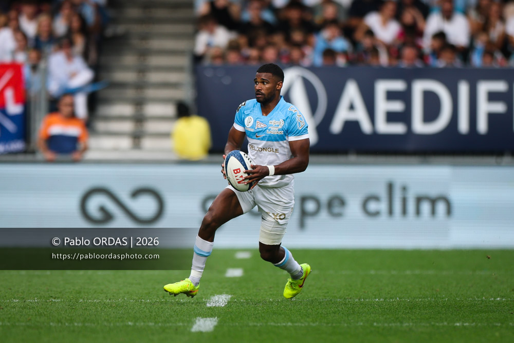 Léo Coly, lors du match de Top 14 entre l'Aviron bayonnais et le Stade français Paris, le 3 octobre 2026 au stade Jean Dauger de Bayonne, France (Photo Pablo ORDAS)