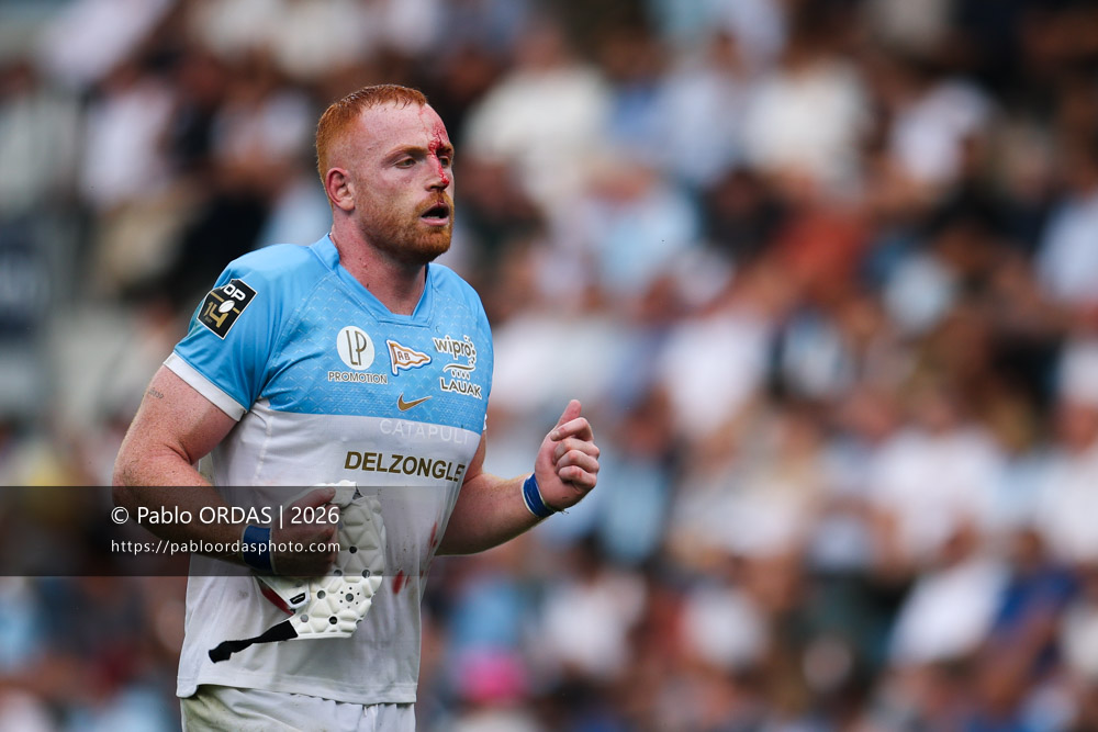 Killian Geraci, lors du match de Top 14 entre l'Aviron bayonnais et le Stade français Paris, le 3 octobre 2026 au stade Jean Dauger de Bayonne, France (Photo Pablo ORDAS)