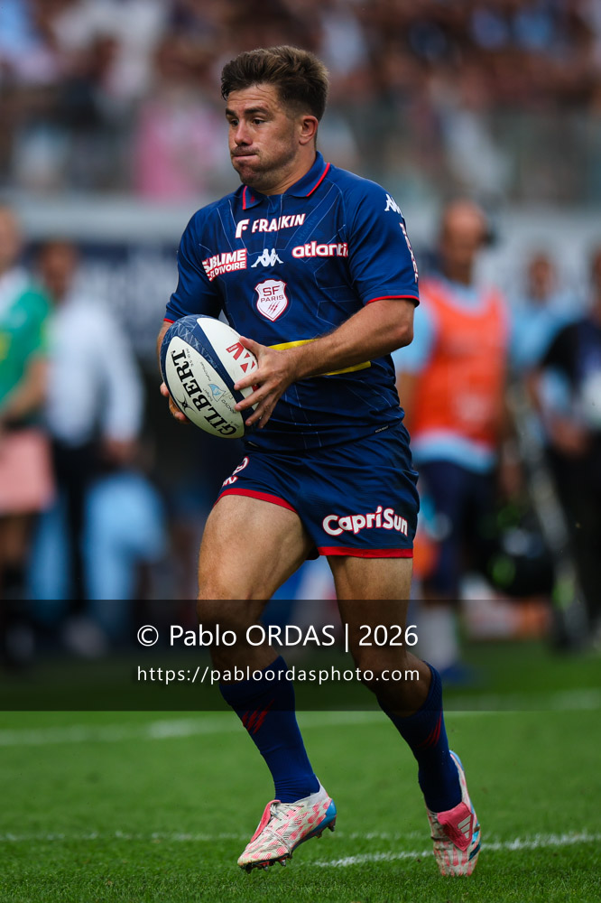 Louis Carbonel, lors du match de Top 14 entre l'Aviron bayonnais et le Stade français Paris, le 3 octobre 2026 au stade Jean Dauger de Bayonne, France (Photo Pablo ORDAS)