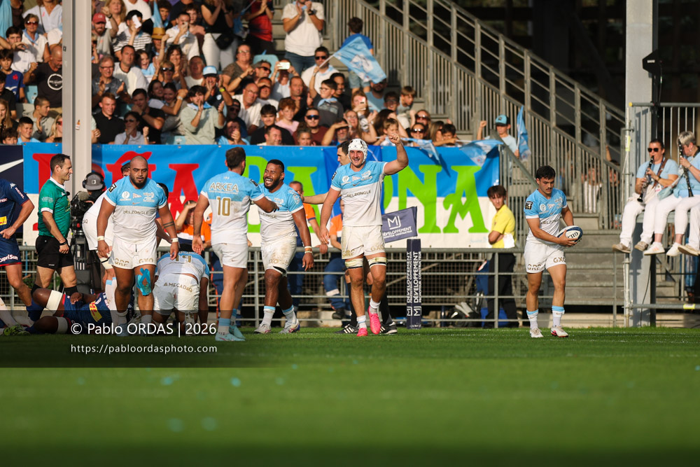 Esteban Capilla, lors du match de Top 14 entre l'Aviron bayonnais et le Stade français Paris, le 3 octobre 2026 au stade Jean Dauger de Bayonne, France (Photo Pablo ORDAS)
