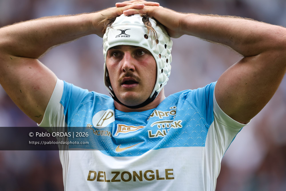 Esteban Capilla, lors du match de Top 14 entre l'Aviron bayonnais et le Stade français Paris, le 3 octobre 2026 au stade Jean Dauger de Bayonne, France (Photo Pablo ORDAS)