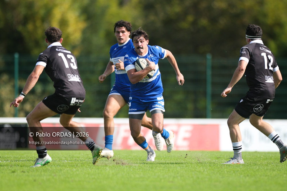 Iban Tsouladzé, lors du match de Fédérale 1 entre l'Anglet olympique et le Stade bagnérais, le 4 octobre 2026 au stade Saint-Jean d'Anglet, France (Photo Pablo ORDAS)