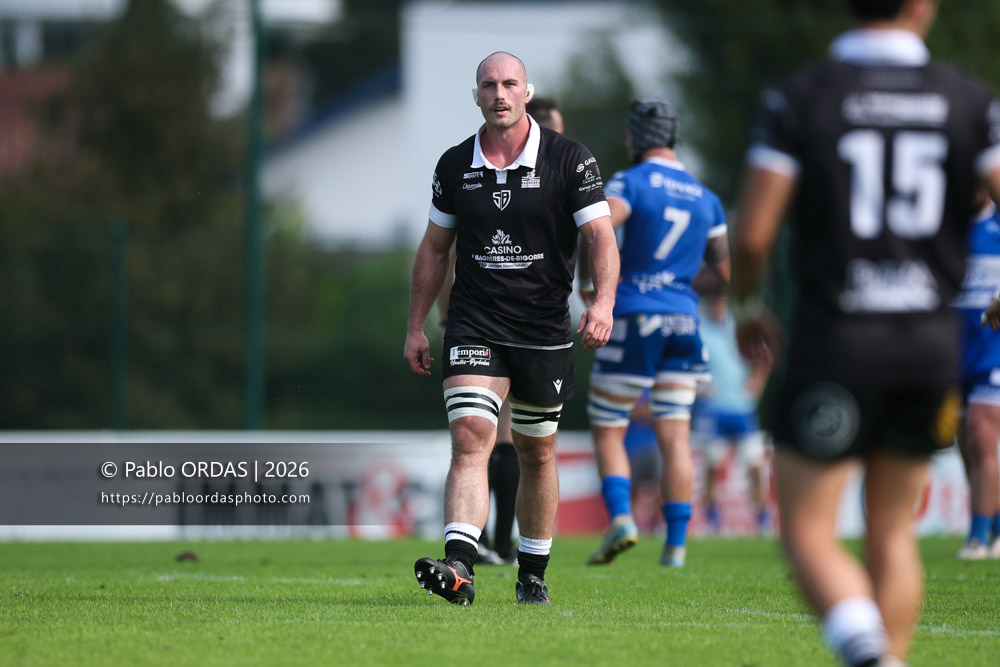 Carl Vuillecard, lors du match de Fédérale 1 entre l'Anglet olympique et le Stade bagnérais, le 4 octobre 2026 au stade Saint-Jean d'Anglet, France (Photo Pablo ORDAS)