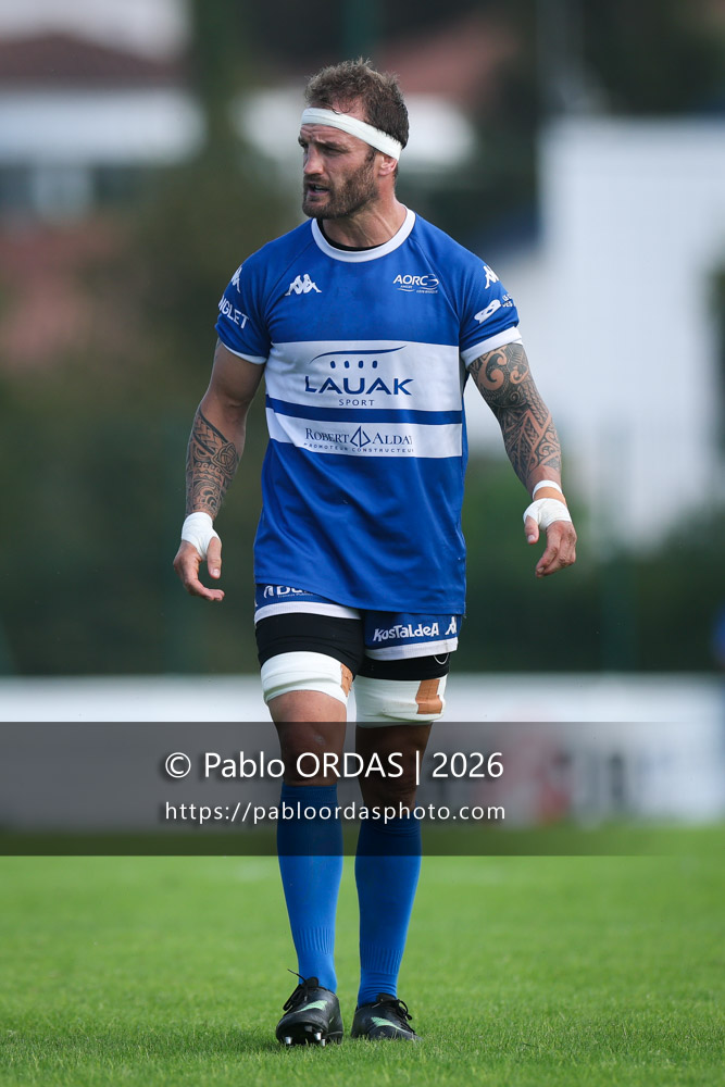 Sébastien Laulhé, lors du match de Fédérale 1 entre l'Anglet olympique et le Stade bagnérais, le 4 octobre 2026 au stade Saint-Jean d'Anglet, France (Photo Pablo ORDAS)