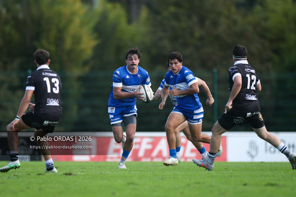 Iban Tsouladzé, lors du match de Fédérale 1 entre l'Anglet olympique et le Stade bagnérais, le 4 octobre 2026 au stade Saint-Jean d'Anglet, France (Photo Pablo ORDAS)