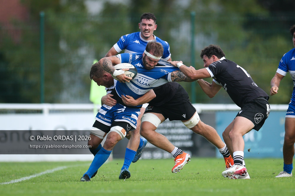 Sébastien Laulhé, lors du match de Fédérale 1 entre l'Anglet olympique et le Stade bagnérais, le 4 octobre 2026 au stade Saint-Jean d'Anglet, France (Photo Pablo ORDAS)
