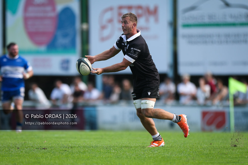 Alexandre Loustalet, lors du match de Fédérale 1 entre l'Anglet olympique et le Stade bagnérais, le 4 octobre 2026 au stade Saint-Jean d'Anglet, France (Photo Pablo ORDAS)