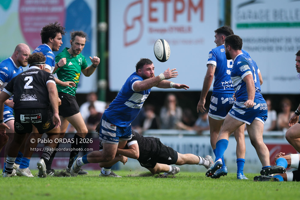 Paul Bresolin, lors du match de Fédérale 1 entre l'Anglet olympique et le Stade bagnérais, le 4 octobre 2026 au stade Saint-Jean d'Anglet, France (Photo Pablo ORDAS)
