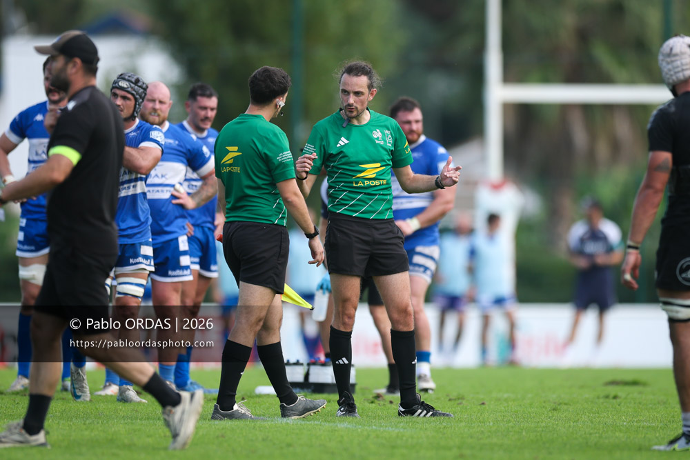 Bastien Le Roch, lors du match de Fédérale 1 entre l'Anglet olympique et le Stade bagnérais, le 4 octobre 2026 au stade Saint-Jean d'Anglet, France (Photo Pablo ORDAS)