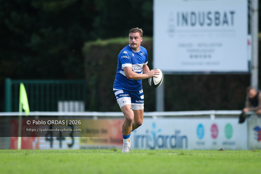 Thomas Pulon, lors du match de Fédérale 1 entre l'Anglet olympique et le Stade bagnérais, le 4 octobre 2026 au stade Saint-Jean d'Anglet, France (Photo Pablo ORDAS)