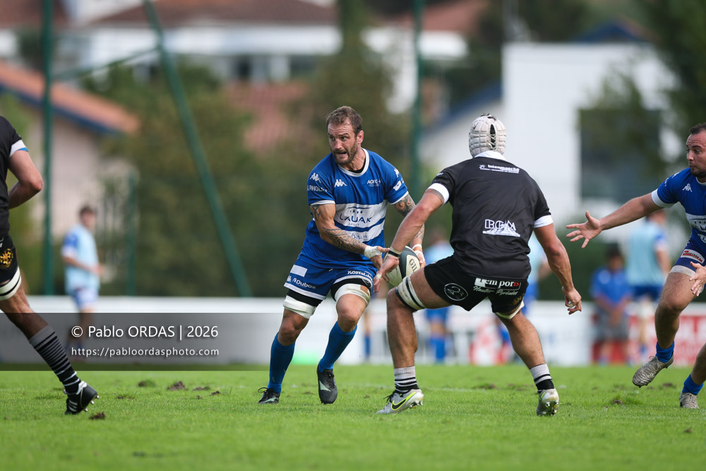 Sébastien Laulhé, lors du match de Fédérale 1 entre l'Anglet olympique et le Stade bagnérais, le 4 octobre 2026 au stade Saint-Jean d'Anglet, France (Photo Pablo ORDAS)