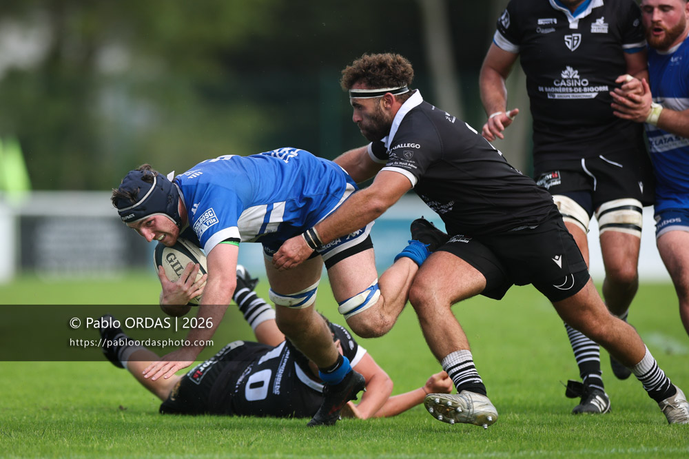 Florian Mansieux, lors du match de Fédérale 1 entre l'Anglet olympique et le Stade bagnérais, le 4 octobre 2026 au stade Saint-Jean d'Anglet, France (Photo Pablo ORDAS)