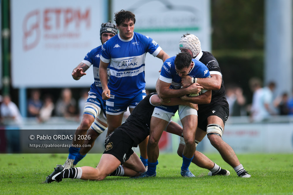 Kévin Jully, lors du match de Fédérale 1 entre l'Anglet olympique et le Stade bagnérais, le 4 octobre 2026 au stade Saint-Jean d'Anglet, France (Photo Pablo ORDAS)