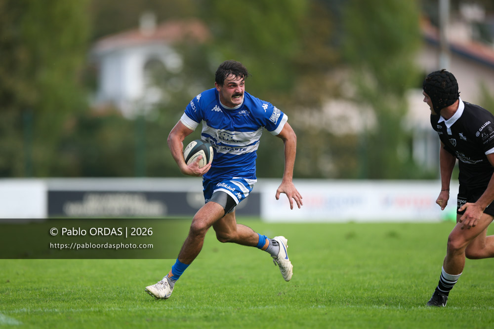 Iban Tsouladzé, lors du match de Fédérale 1 entre l'Anglet olympique et le Stade bagnérais, le 4 octobre 2026 au stade Saint-Jean d'Anglet, France (Photo Pablo ORDAS)