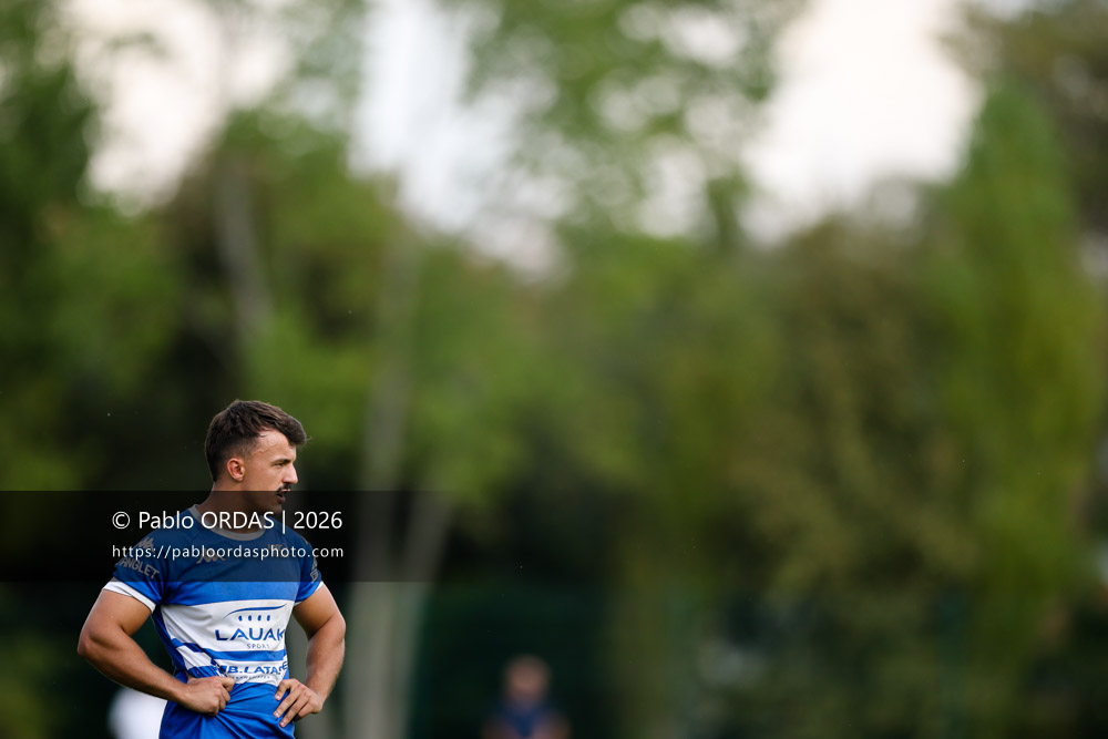 Maxime Rourre, lors du match de Fédérale 1 entre l'Anglet olympique et le Stade bagnérais, le 4 octobre 2026 au stade Saint-Jean d'Anglet, France (Photo Pablo ORDAS)