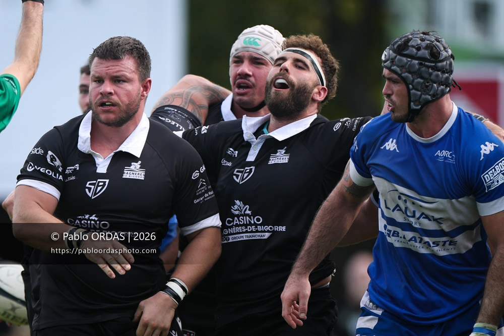 Arnaud Barrenquy, lors du match de Fédérale 1 entre l'Anglet olympique et le Stade bagnérais, le 4 octobre 2026 au stade Saint-Jean d'Anglet, France (Photo Pablo ORDAS)