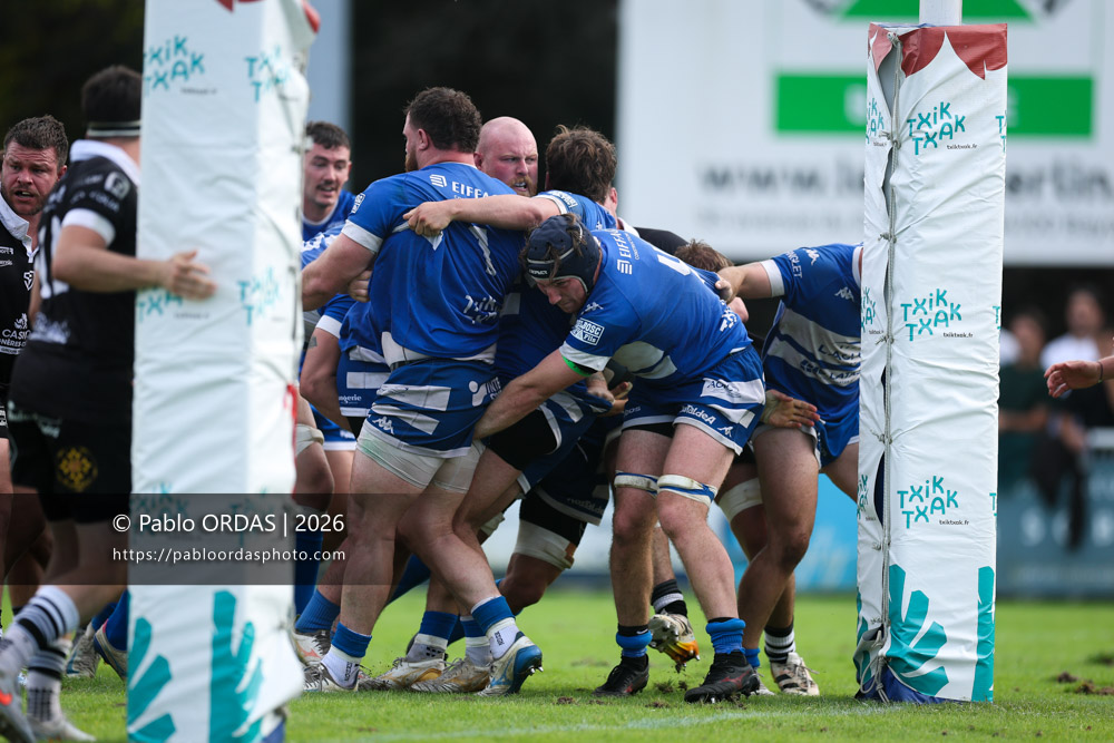Florian Mansieux, lors du match de Fédérale 1 entre l'Anglet olympique et le Stade bagnérais, le 4 octobre 2026 au stade Saint-Jean d'Anglet, France (Photo Pablo ORDAS)