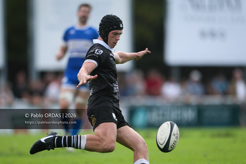 Gabin Baute, lors du match de Fédérale 1 entre l'Anglet olympique et le Stade bagnérais, le 4 octobre 2026 au stade Saint-Jean d'Anglet, France (Photo Pablo ORDAS)
