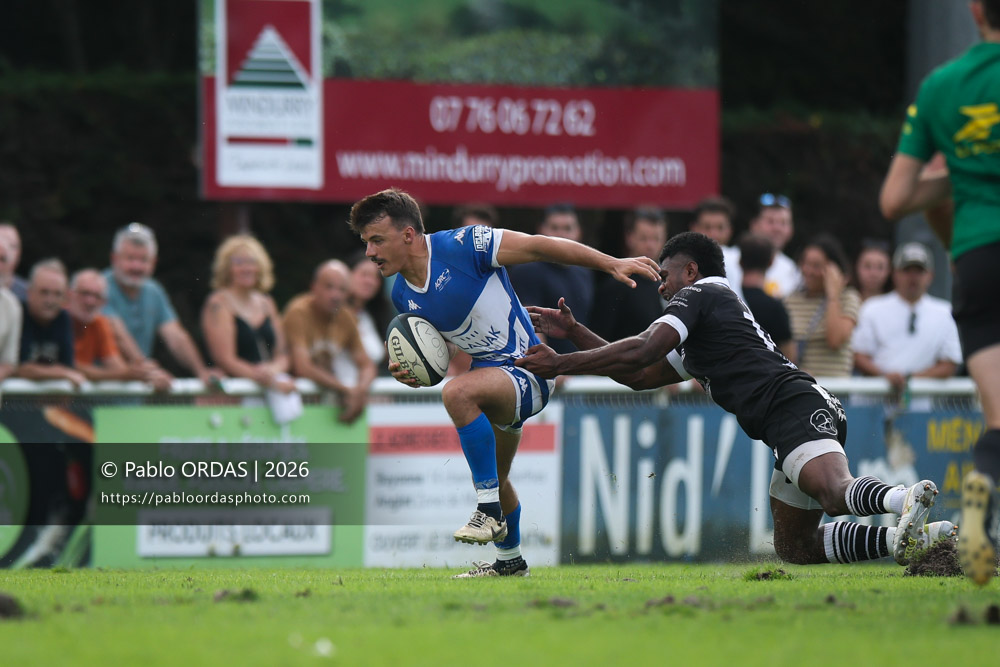 Maxime Rourre, lors du match de Fédérale 1 entre l'Anglet olympique et le Stade bagnérais, le 4 octobre 2026 au stade Saint-Jean d'Anglet, France (Photo Pablo ORDAS)