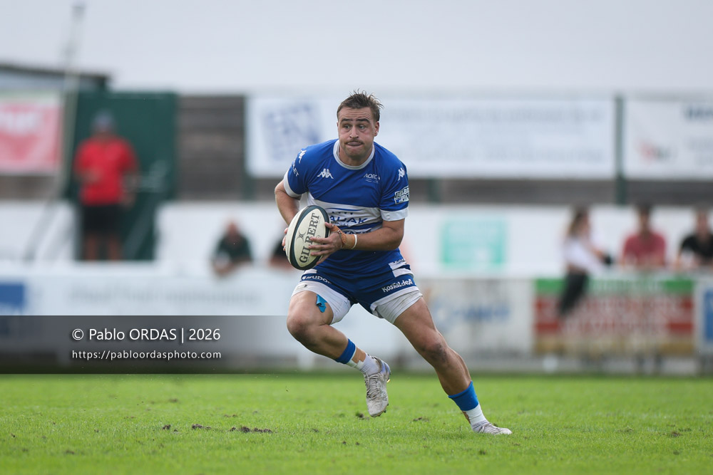 Thomas Pulon, lors du match de Fédérale 1 entre l'Anglet olympique et le Stade bagnérais, le 4 octobre 2026 au stade Saint-Jean d'Anglet, France (Photo Pablo ORDAS)