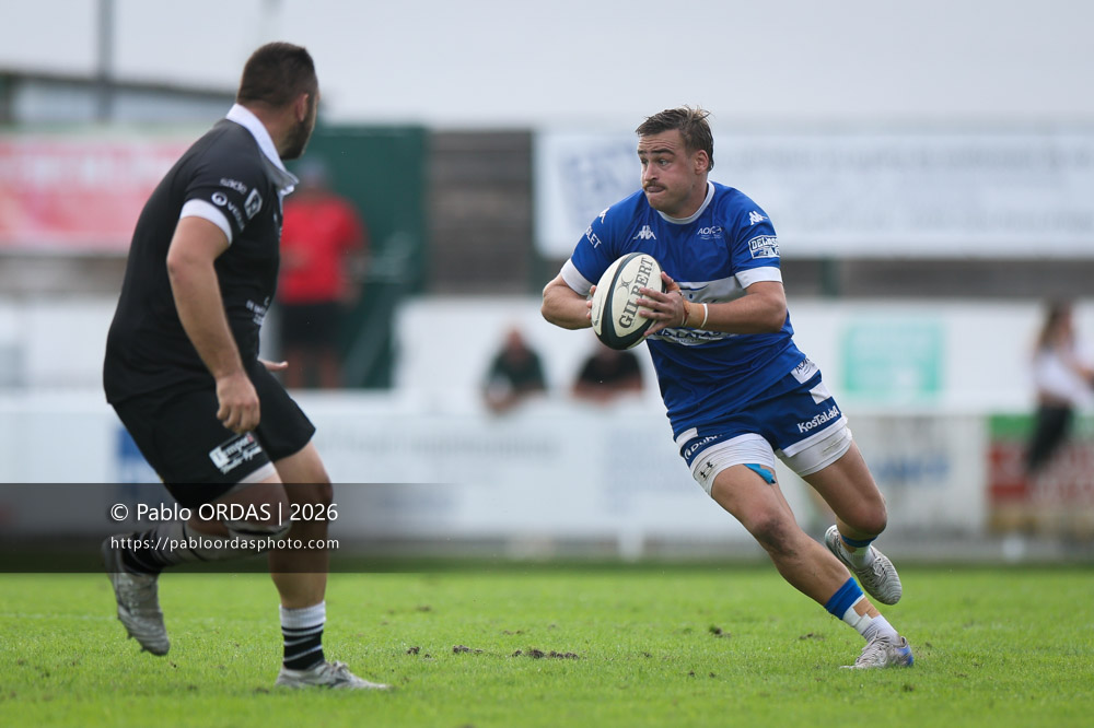 Thomas Pulon, lors du match de Fédérale 1 entre l'Anglet olympique et le Stade bagnérais, le 4 octobre 2026 au stade Saint-Jean d'Anglet, France (Photo Pablo ORDAS)