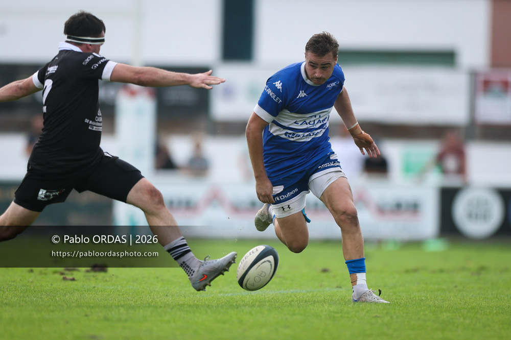 Thomas Pulon, lors du match de Fédérale 1 entre l'Anglet olympique et le Stade bagnérais, le 4 octobre 2026 au stade Saint-Jean d'Anglet, France (Photo Pablo ORDAS)
