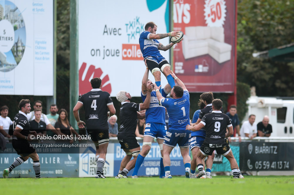 Sébastien Laulhé, lors du match de Fédérale 1 entre l'Anglet olympique et le Stade bagnérais, le 4 octobre 2026 au stade Saint-Jean d'Anglet, France (Photo Pablo ORDAS)