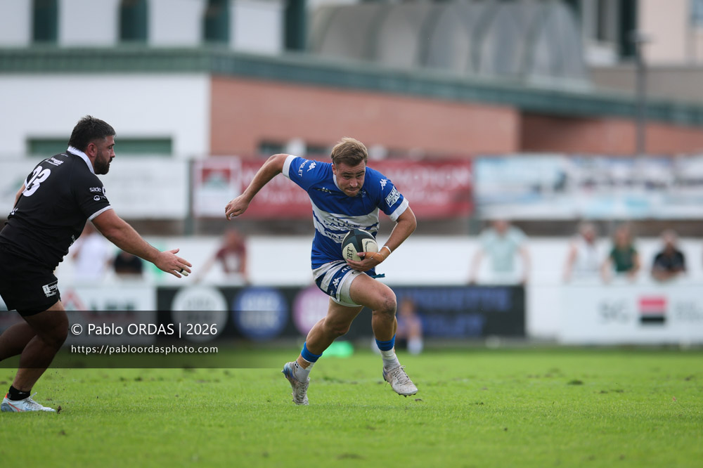 Thomas Pulon, lors du match de Fédérale 1 entre l'Anglet olympique et le Stade bagnérais, le 4 octobre 2026 au stade Saint-Jean d'Anglet, France (Photo Pablo ORDAS)