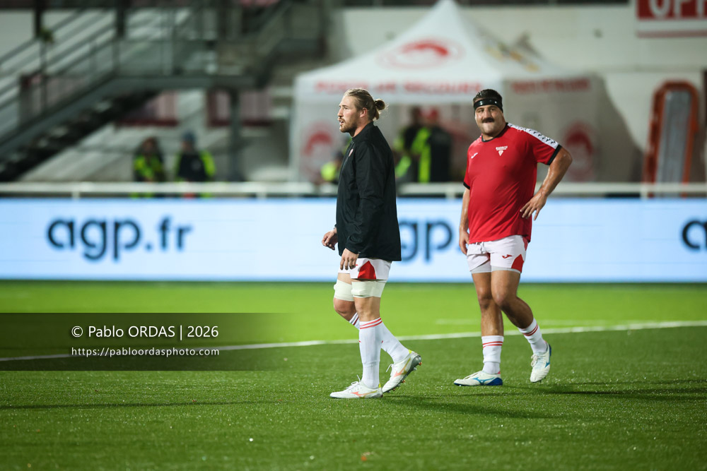 Alban Placines, lors du match de Pro D2 entre le Biarritz olympique et Soyaux Angoulême, le 16 octobre 2026 au stade Aguiléra de Biarritz, France (Photo Pablo ORDAS)