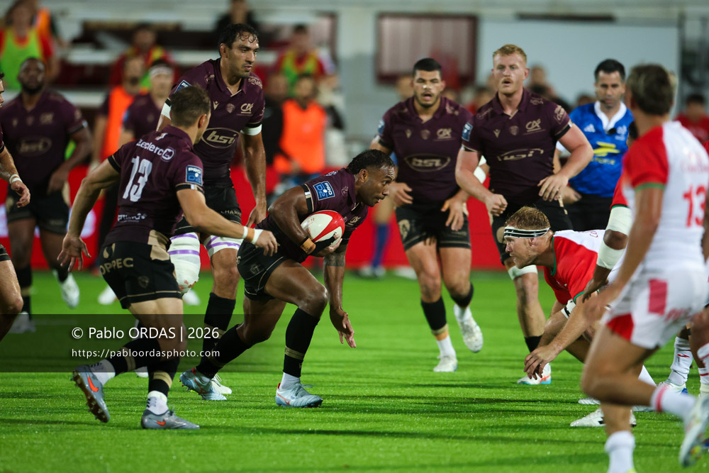 Ledua Mau, lors du match de Pro D2 entre le Biarritz olympique et Soyaux Angoulême, le 16 octobre 2026 au stade Aguiléra de Biarritz, France (Photo Pablo ORDAS)