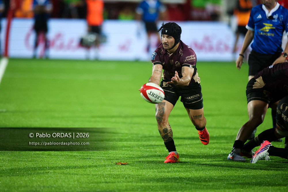 Gela Aprasidze, lors du match de Pro D2 entre le Biarritz olympique et Soyaux Angoulême, le 16 octobre 2026 au stade Aguiléra de Biarritz, France (Photo Pablo ORDAS)