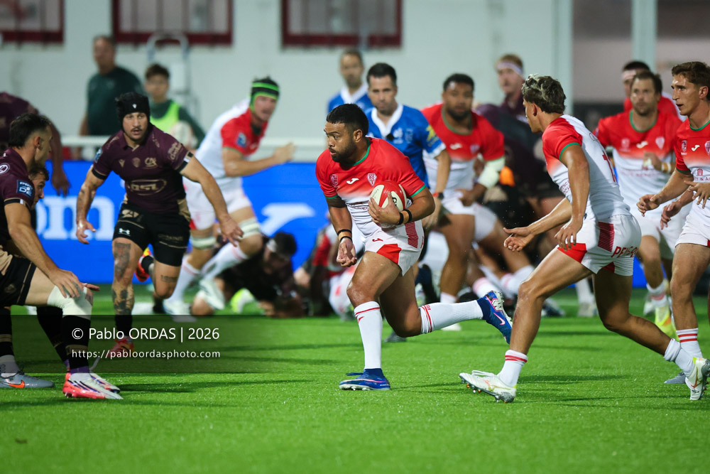 Duncan Paiaua'aua, lors du match de Pro D2 entre le Biarritz olympique et Soyaux Angoulême, le 16 octobre 2026 au stade Aguiléra de Biarritz, France (Photo Pablo ORDAS)