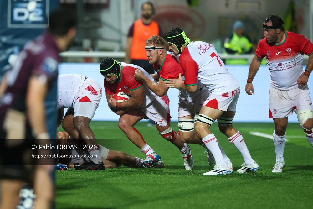 Giorgi Nutsubidze, lors du match de Pro D2 entre le Biarritz olympique et Soyaux Angoulême, le 16 octobre 2026 au stade Aguiléra de Biarritz, France (Photo Pablo ORDAS)