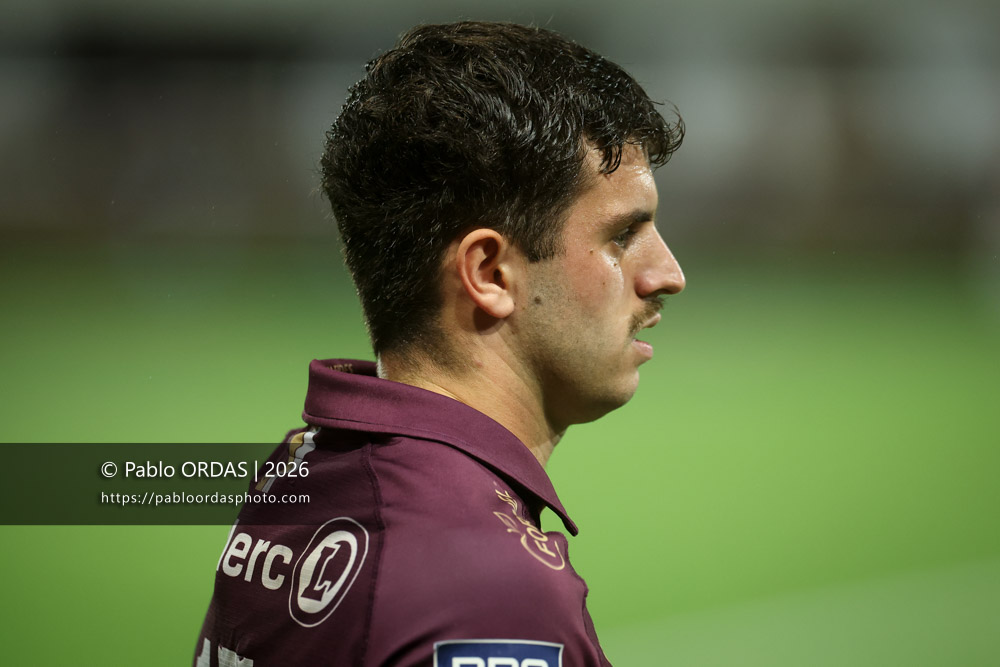 Ugo Pacome, lors du match de Pro D2 entre le Biarritz olympique et Soyaux Angoulême, le 16 octobre 2026 au stade Aguiléra de Biarritz, France (Photo Pablo ORDAS)
