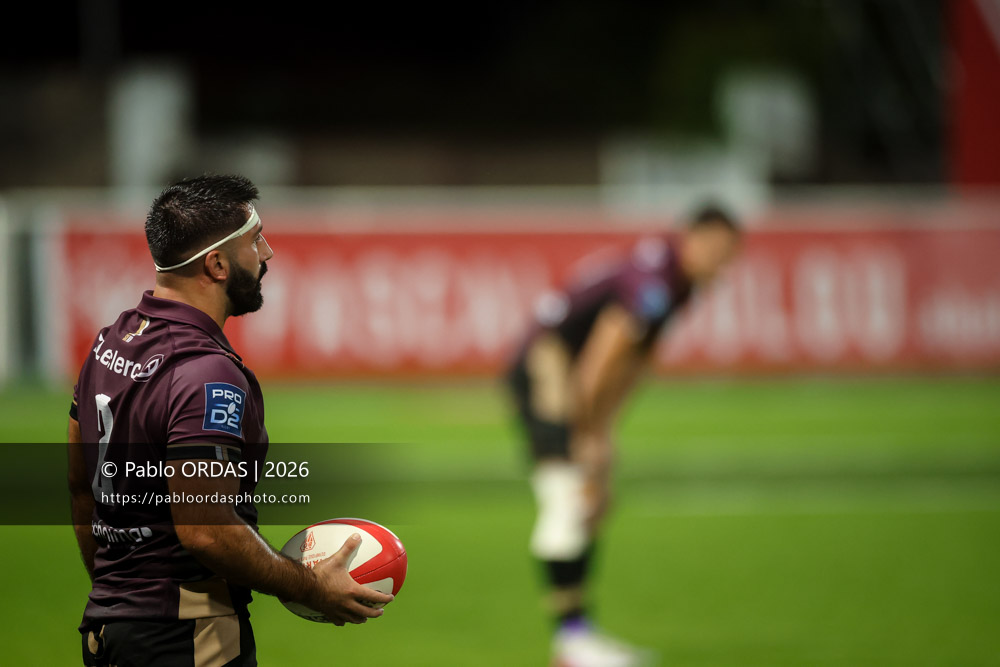 Patxi Bidart, lors du match de Pro D2 entre le Biarritz olympique et Soyaux Angoulême, le 16 octobre 2026 au stade Aguiléra de Biarritz, France (Photo Pablo ORDAS)