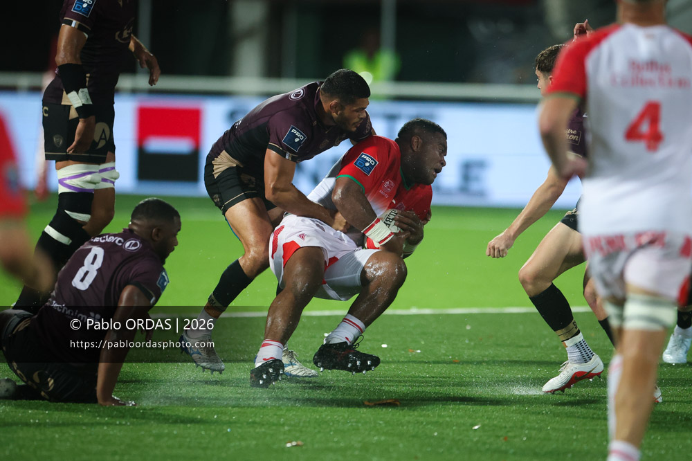 Johnny Dyer, lors du match de Pro D2 entre le Biarritz olympique et Soyaux Angoulême, le 16 octobre 2026 au stade Aguiléra de Biarritz, France (Photo Pablo ORDAS)