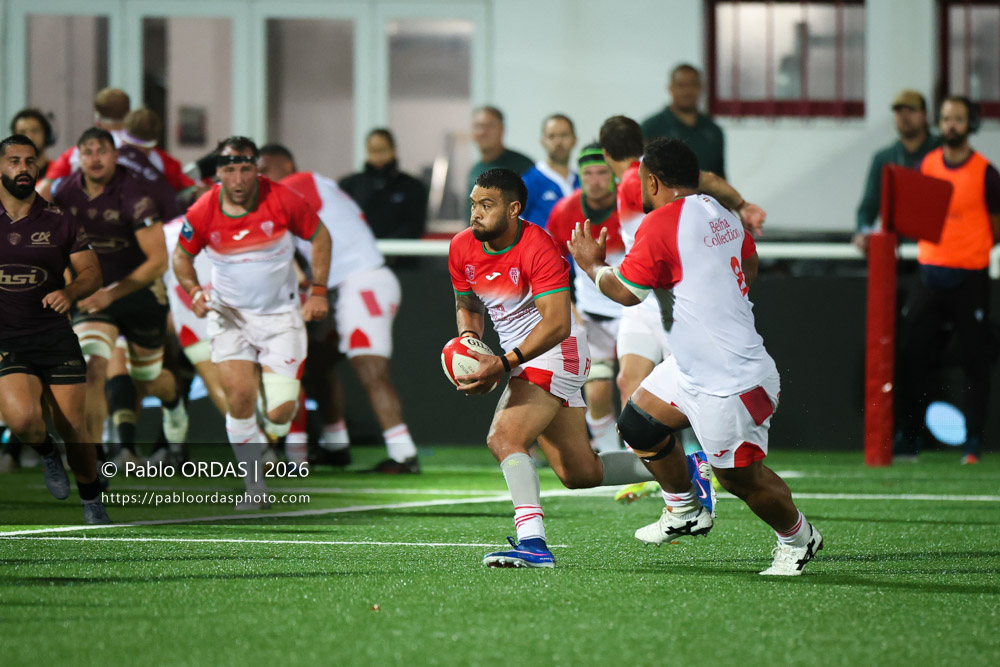Duncan Paiaua'aua, lors du match de Pro D2 entre le Biarritz olympique et Soyaux Angoulême, le 16 octobre 2026 au stade Aguiléra de Biarritz, France (Photo Pablo ORDAS)