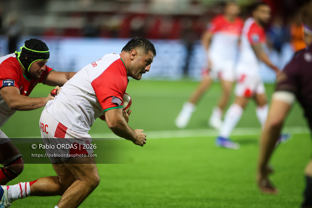 Hugo Pirlet, lors du match de Pro D2 entre le Biarritz olympique et Soyaux Angoulême, le 16 octobre 2026 au stade Aguiléra de Biarritz, France (Photo Pablo ORDAS)