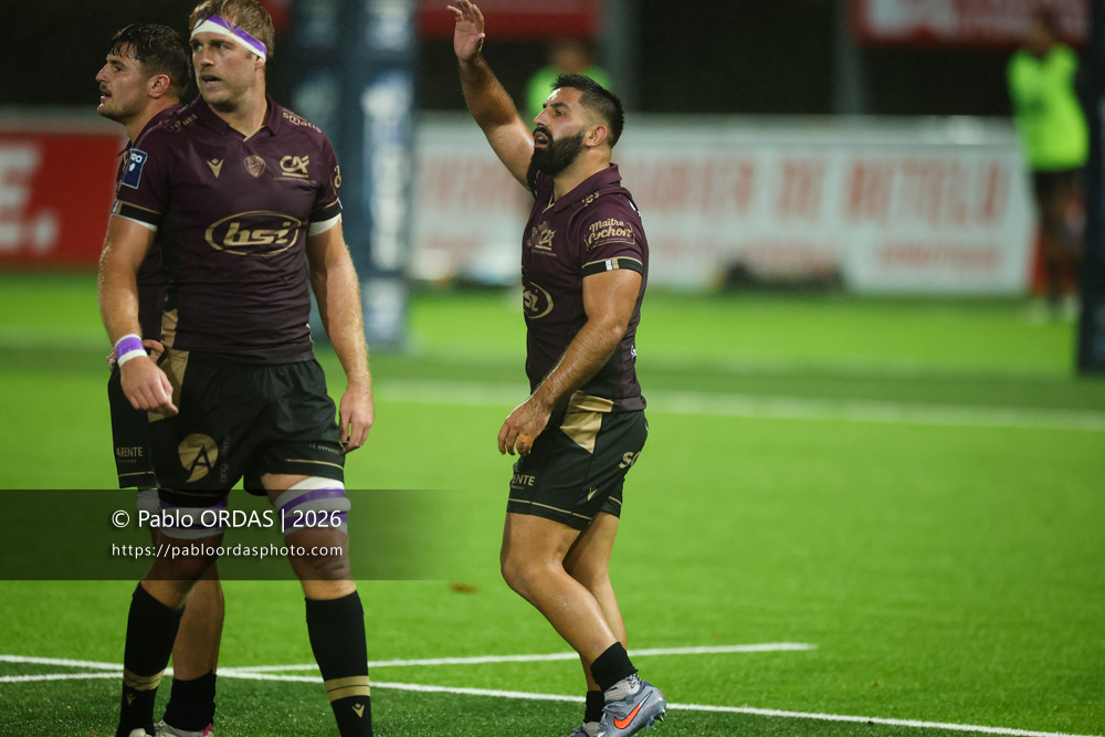 Patxi Bidart, lors du match de Pro D2 entre le Biarritz olympique et Soyaux Angoulême, le 16 octobre 2026 au stade Aguiléra de Biarritz, France (Photo Pablo ORDAS)