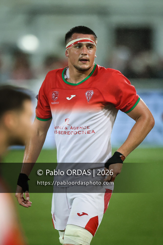 Andrea Sacco, lors du match de Pro D2 entre le Biarritz olympique et Soyaux Angoulême, le 16 octobre 2026 au stade Aguiléra de Biarritz, France (Photo Pablo ORDAS)
