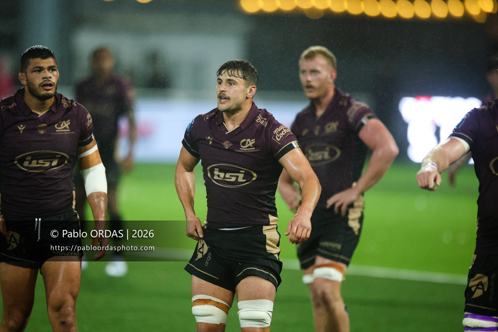 Adrian Mitu, lors du match de Pro D2 entre le Biarritz olympique et Soyaux Angoulême, le 16 octobre 2026 au stade Aguiléra de Biarritz, France (Photo Pablo ORDAS)