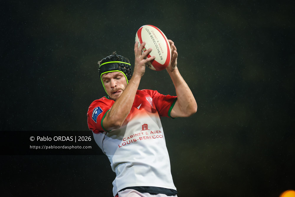 Jessy Jegerlehner, lors du match de Pro D2 entre le Biarritz olympique et Soyaux Angoulême, le 16 octobre 2026 au stade Aguiléra de Biarritz, France (Photo Pablo ORDAS)