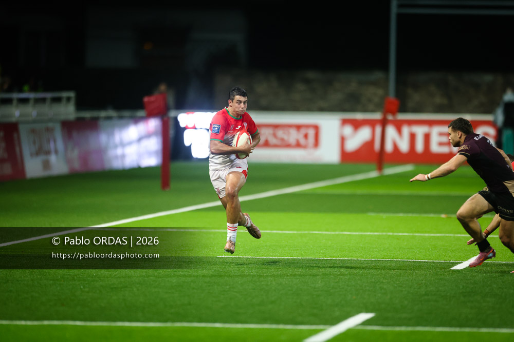 Yohan Tapie, lors du match de Pro D2 entre le Biarritz olympique et Soyaux Angoulême, le 16 octobre 2026 au stade Aguiléra de Biarritz, France (Photo Pablo ORDAS)