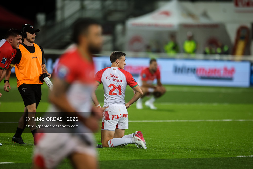 Iban Laclau, lors du match de Pro D2 entre le Biarritz olympique et Soyaux Angoulême, le 16 octobre 2026 au stade Aguiléra de Biarritz, France (Photo Pablo ORDAS)