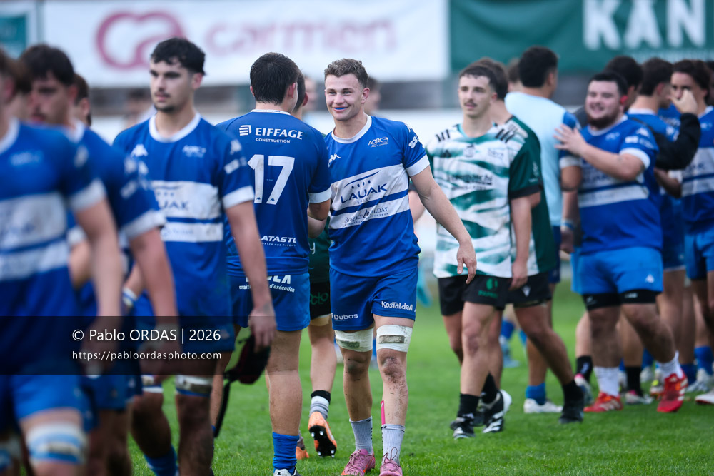 Mateo Olharan, lors du match des Espoirs Fédéraux entre l'Anglet olympique et Pont Long, le 17 octobre 2026 au stade Saint-Jean d'Anglet, France (Photo Pablo ORDAS)