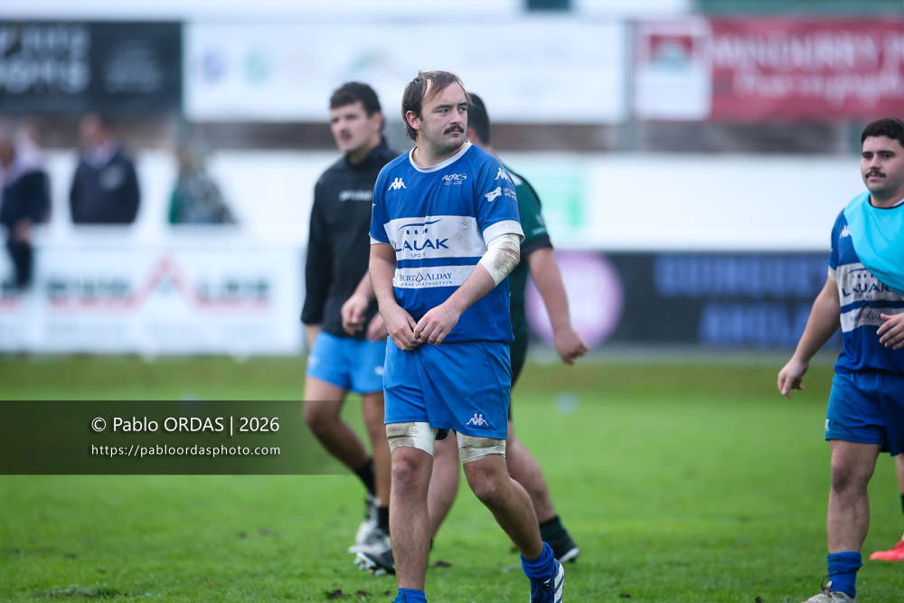 Eneko Barandiaran, lors du match des Espoirs Fédéraux entre l'Anglet olympique et Pont Long, le 17 octobre 2026 au stade Saint-Jean d'Anglet, France (Photo Pablo ORDAS)