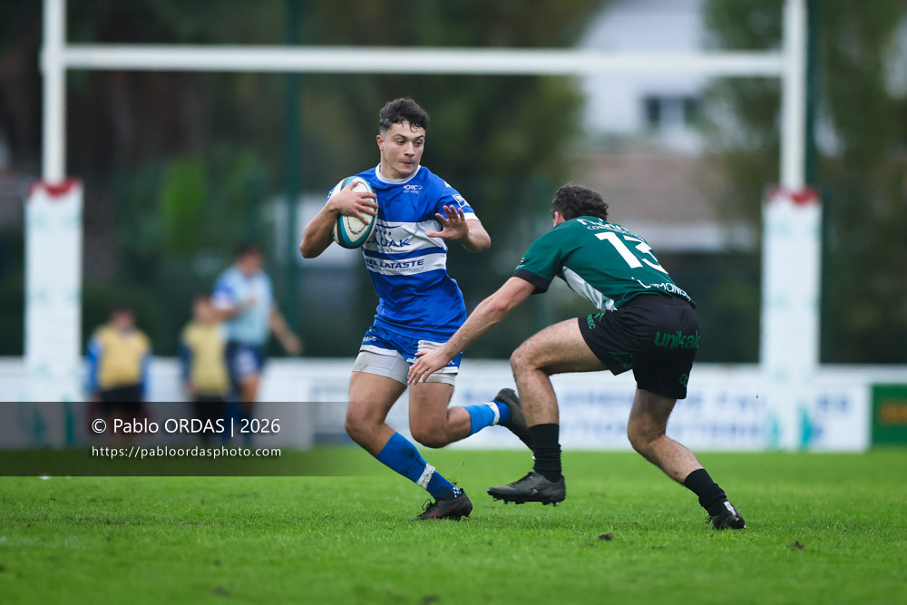 Johane Idiart, lors du match de Fédérale 1 entre l'Anglet olympique et Pont Long, le 17 octobre 2026 au stade Saint-Jean d'Anglet, France (Photo Pablo ORDAS)