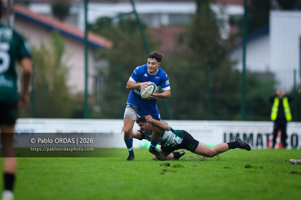 Johane Idiart, lors du match de Fédérale 1 entre l'Anglet olympique et Pont Long, le 17 octobre 2026 au stade Saint-Jean d'Anglet, France (Photo Pablo ORDAS)