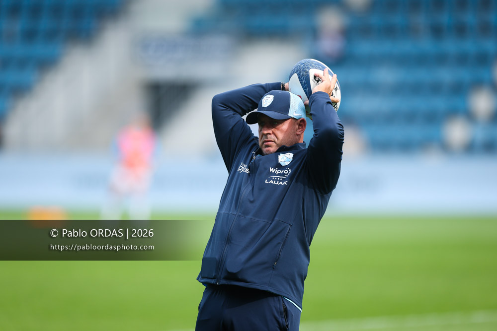 Andrea Moretti, lors du match de Top 14 entre l'Aviron bayonnais et le Stade français Paris, le 3 octobre 2026 au stade Jean Dauger de Bayonne, France (Photo Pablo ORDAS)